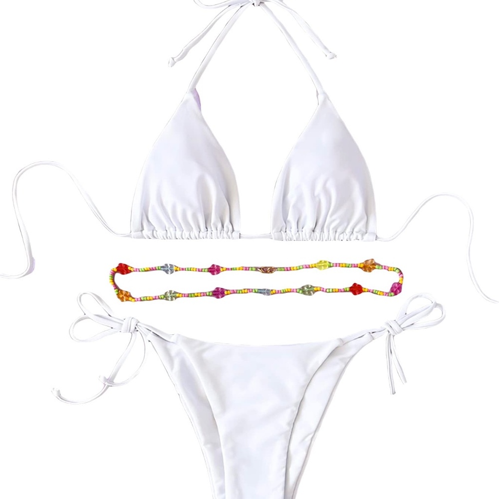2 pc Halter Top String Bikini with belly chain new without tag